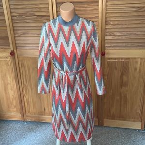 Joan Curtis vintage dress orange white gray 60’s